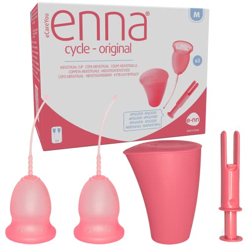 Enna Cycle – Conjunto de 2 Copos Menstruais com Aplicador e Caixa Esterilizadora